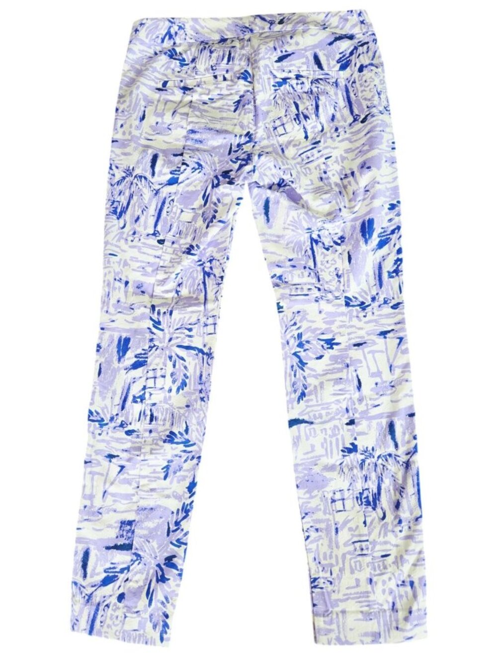 Lilly Pulitzer Kelly Skinny Ankle Pants Lilac Verben Rock the Dock Print Size 4 - Picture 2 of 8